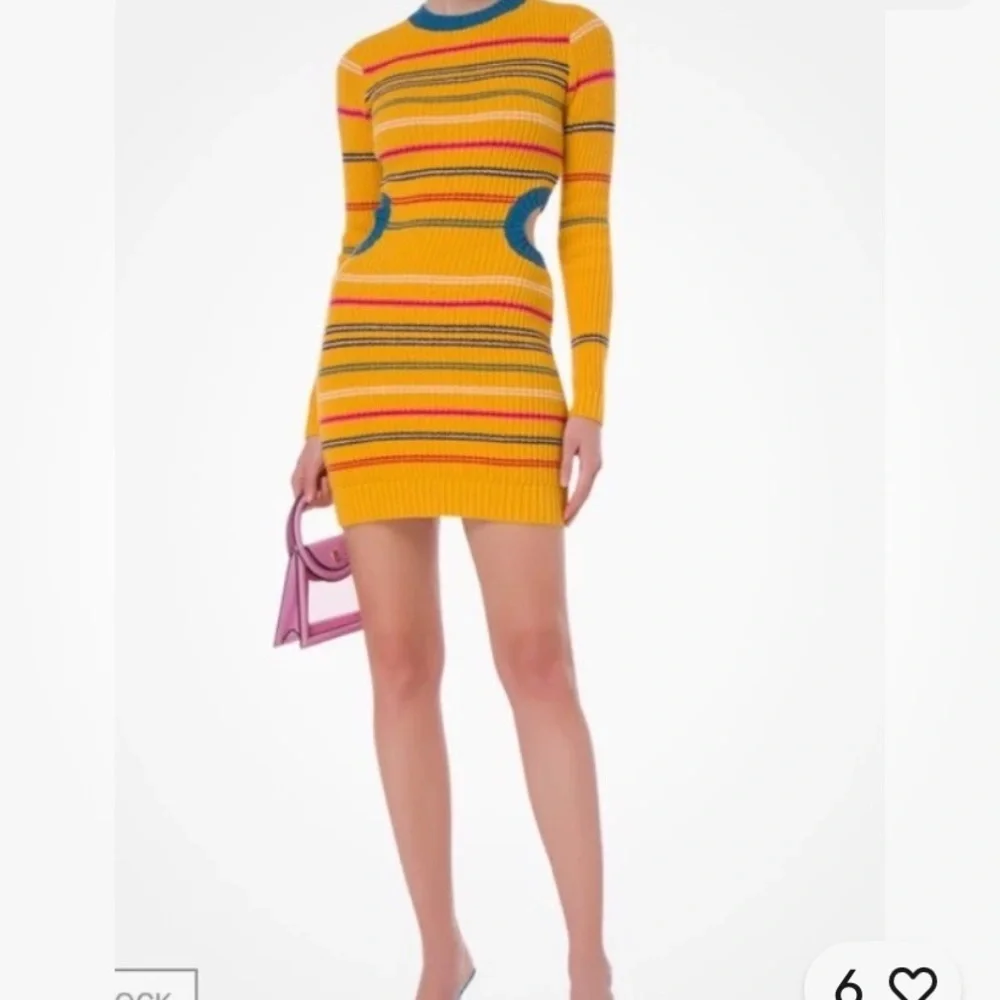Staud seaway knit mini Striped‎ Yellow Knit Dress size small